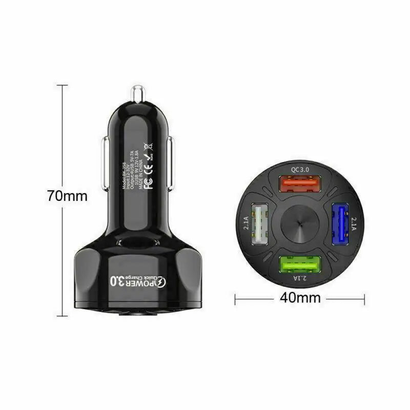 Type-C and dual USB car charger for fast charging