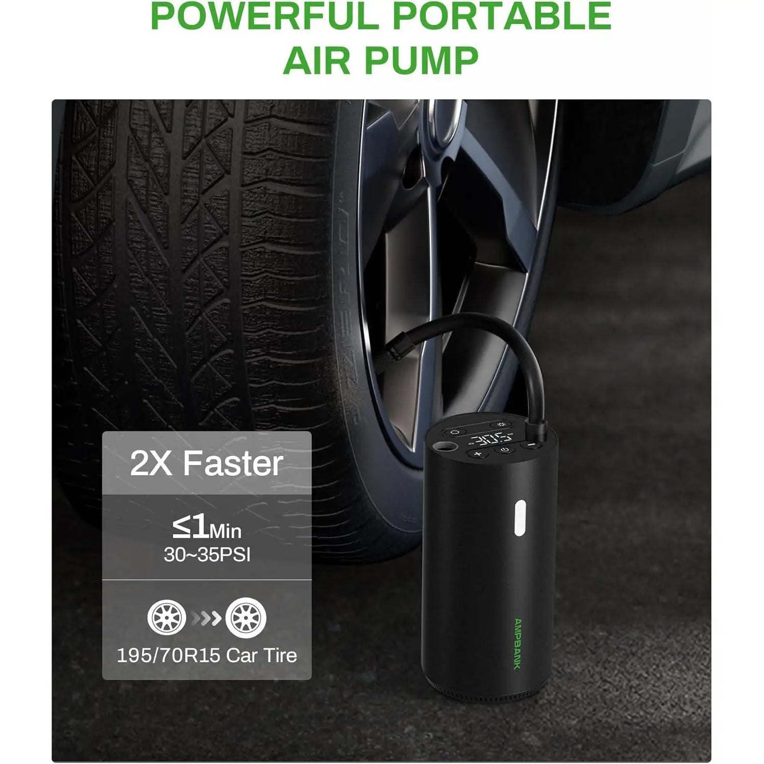 LED digital display on portable air pump