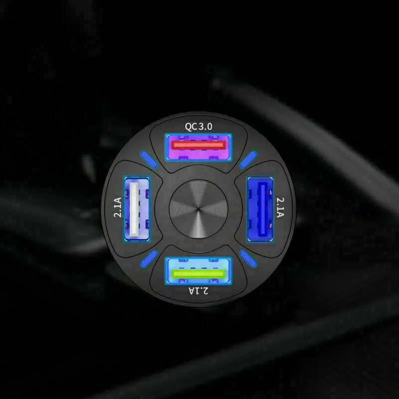 Compact 4 port USB car charging adapter
