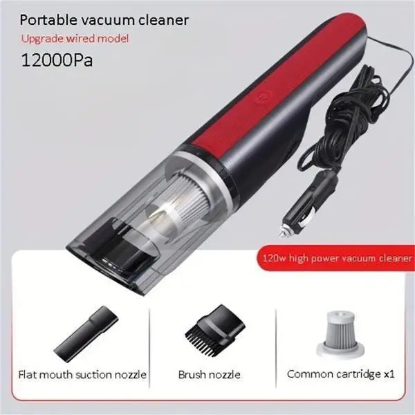 Handheld portable vacuum cleaner for car interiors