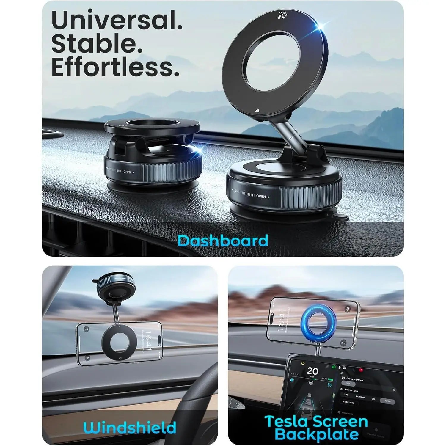 Portable foldable magnetic phone holder for cars