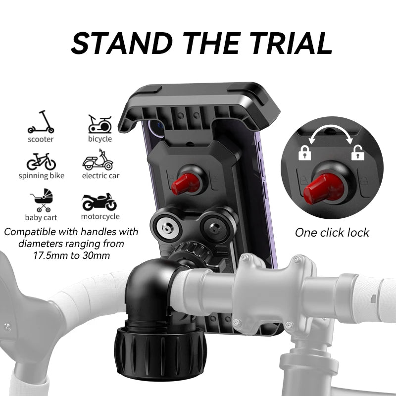 Universal bike phone holder with 360-degree rotation