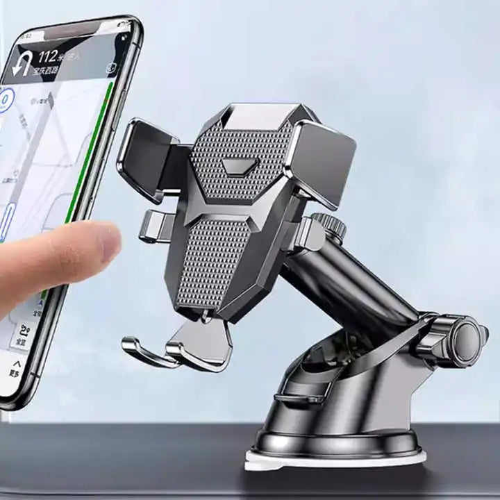Strong suction cup phone holder mounted on car windshield