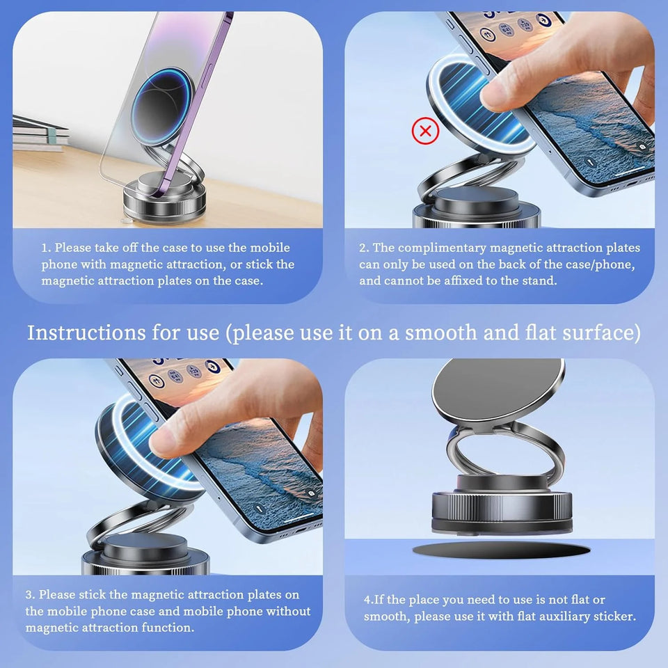 Universal vacuum magnetic phone mount for iPhone and Android devices